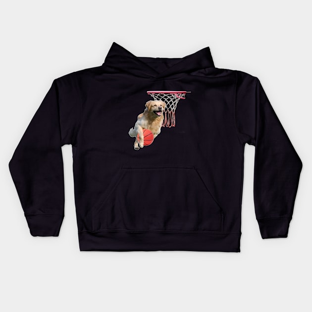 Golden Retriever Basketball Kids Hoodie by Random Galaxy